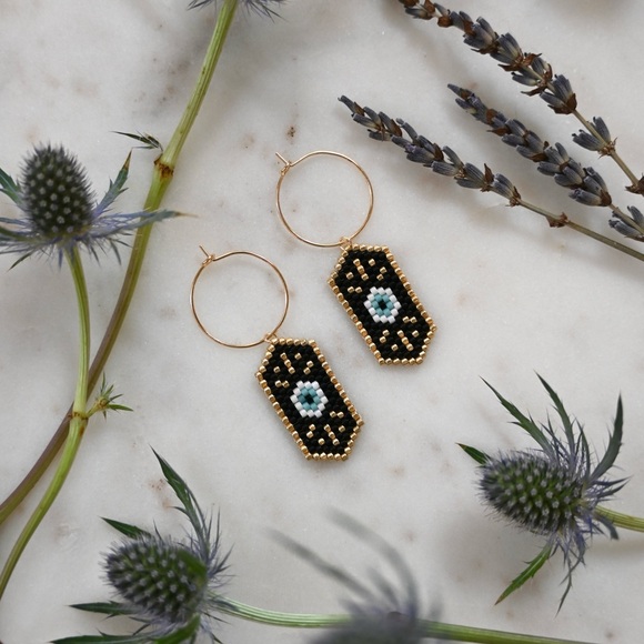 Handmade Evil Eye Earrings - Picture 2 of 3